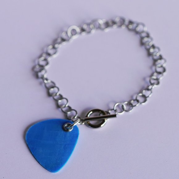 Blue Vinyl Record Guitar Pick Bracelet - Picture 1 of 2
